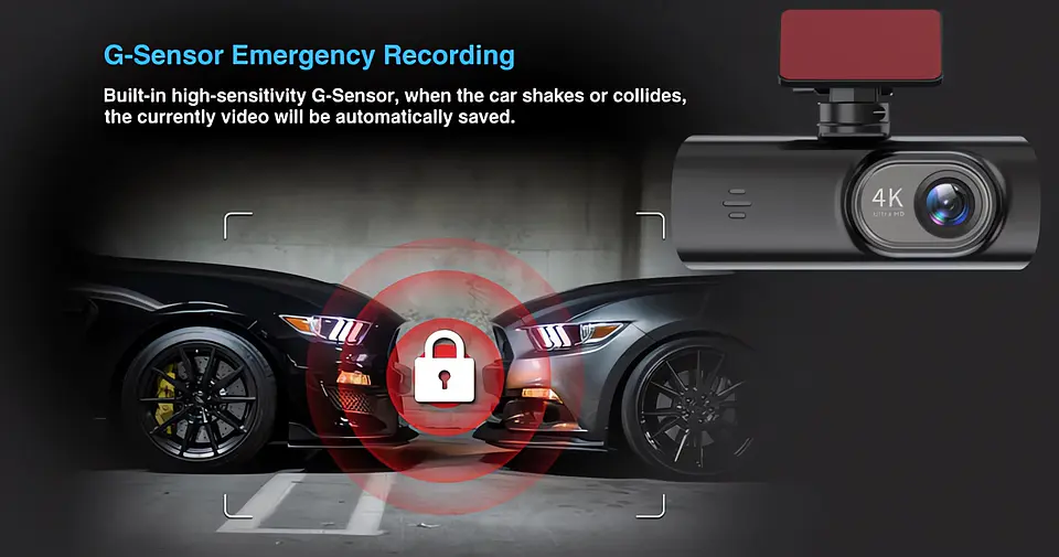 Cámara Dash Cam 4K Wifi para Auto con Cámara Trasera, Visión Nocturna y Monitor de Estacionamiento. 18