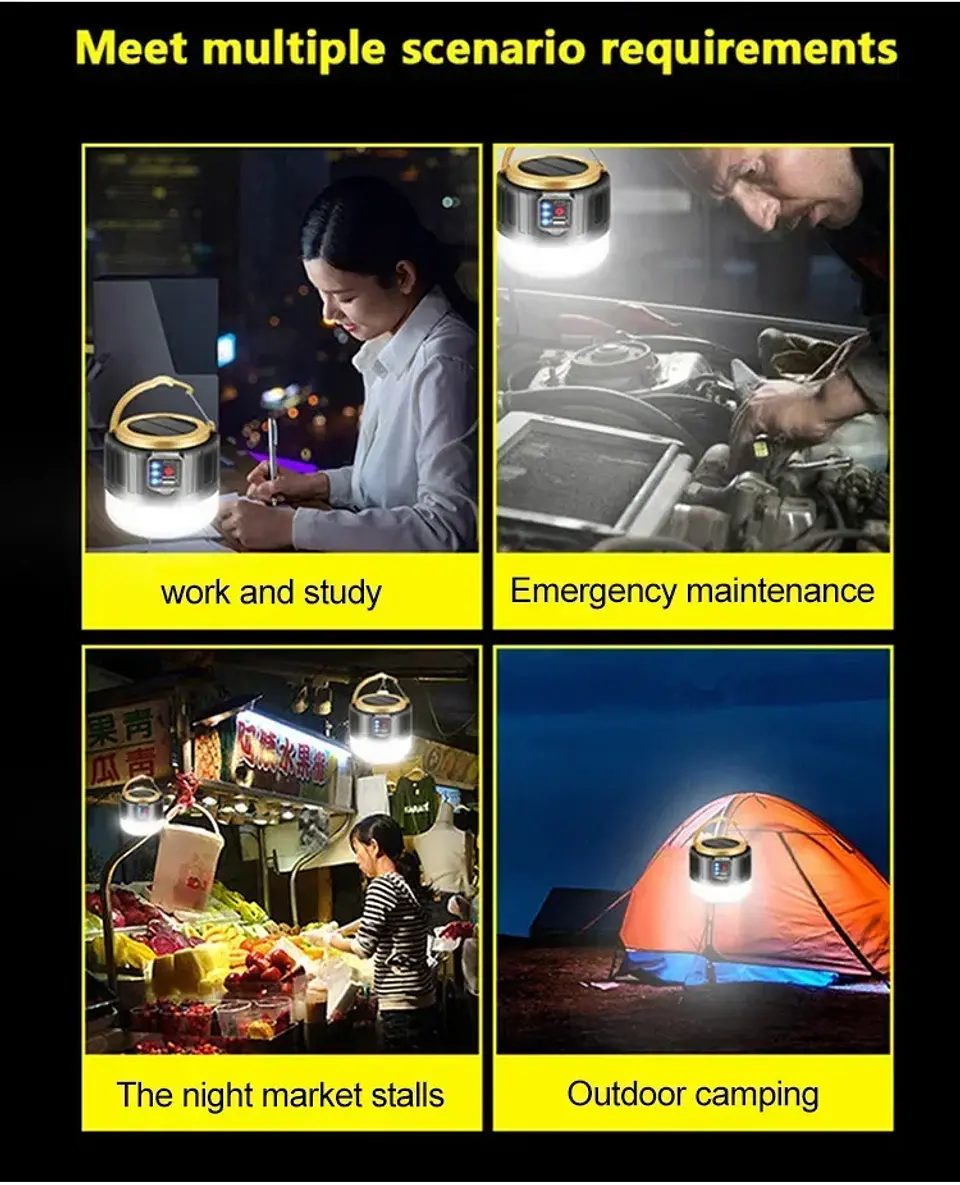 Linterna LED Recargable Solar para Camping - 3 Modos de Iluminación. 7