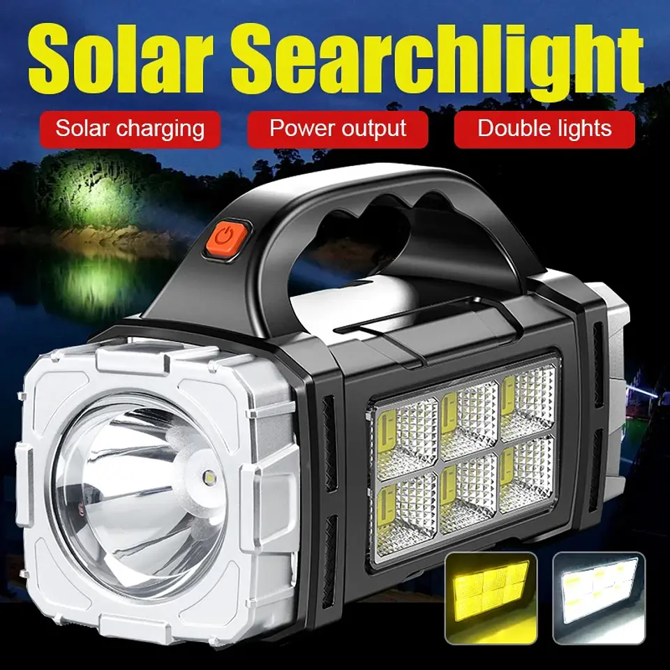Linterna LED Solar Recargable Multifuncional para Camping con Power Bank 1