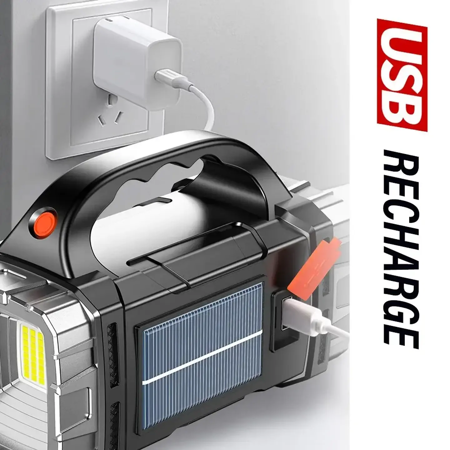 Linterna LED Solar Recargable Multifuncional para Camping con Power Bank 4