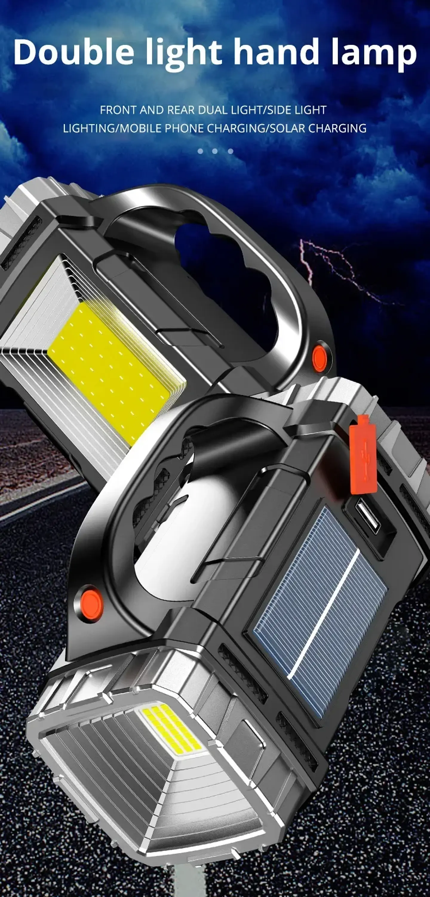 Linterna LED Solar Recargable Multifuncional para Camping con Power Bank 17