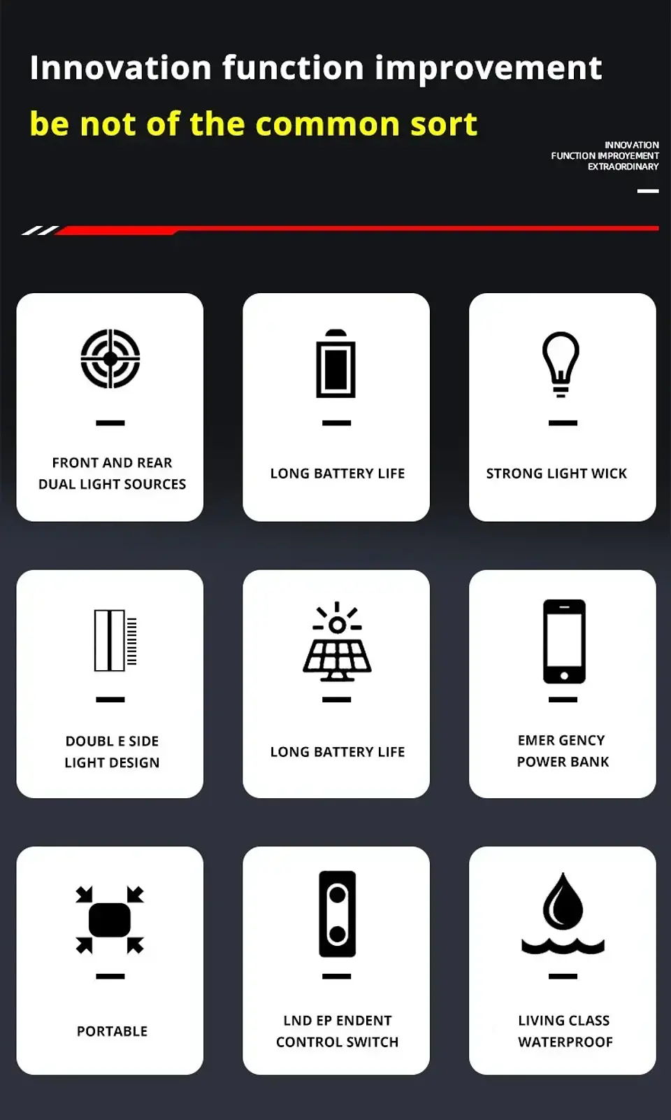 Linterna LED Solar Recargable Multifuncional para Camping con Power Bank 18