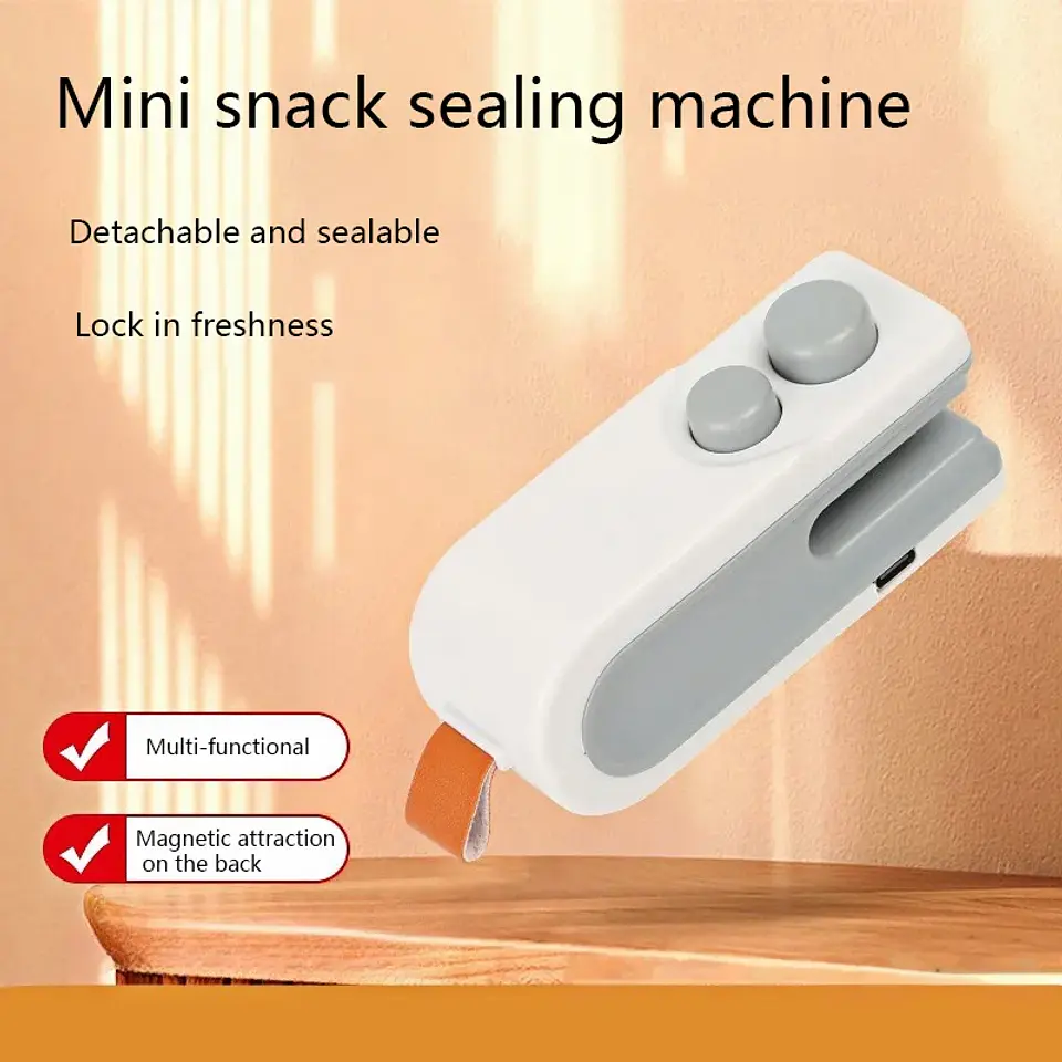 Mini Sellador Térmico de Bolsas 2 en 1, Recargable USB-C con Cortador 1
