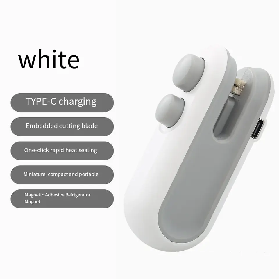 Mini Sellador Térmico de Bolsas 2 en 1, Recargable USB-C con Cortador 3