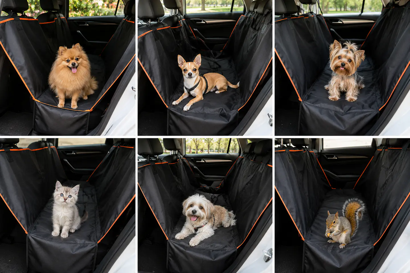 Funda Protectora Impermeable para Asientos Traseros de Auto para Perros, Gatos y Mascotas de Razas Pequeñas. 2