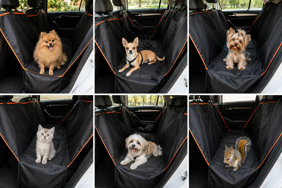 Funda Protectora Impermeable para Asientos Traseros de Auto para Perros, Gatos y Mascotas de Razas Pequeñas. 2