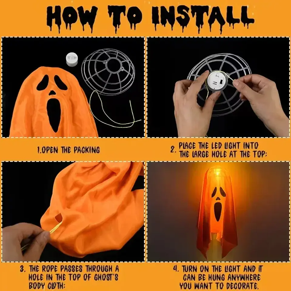 Fantasma LED Colgante Luminoso para Halloween – 30 cm 6