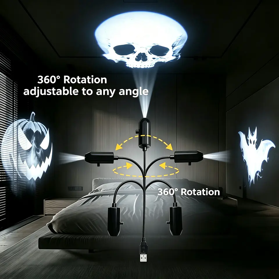 Proyector LED Halloween USB con Diseños para Pared y Techo 2