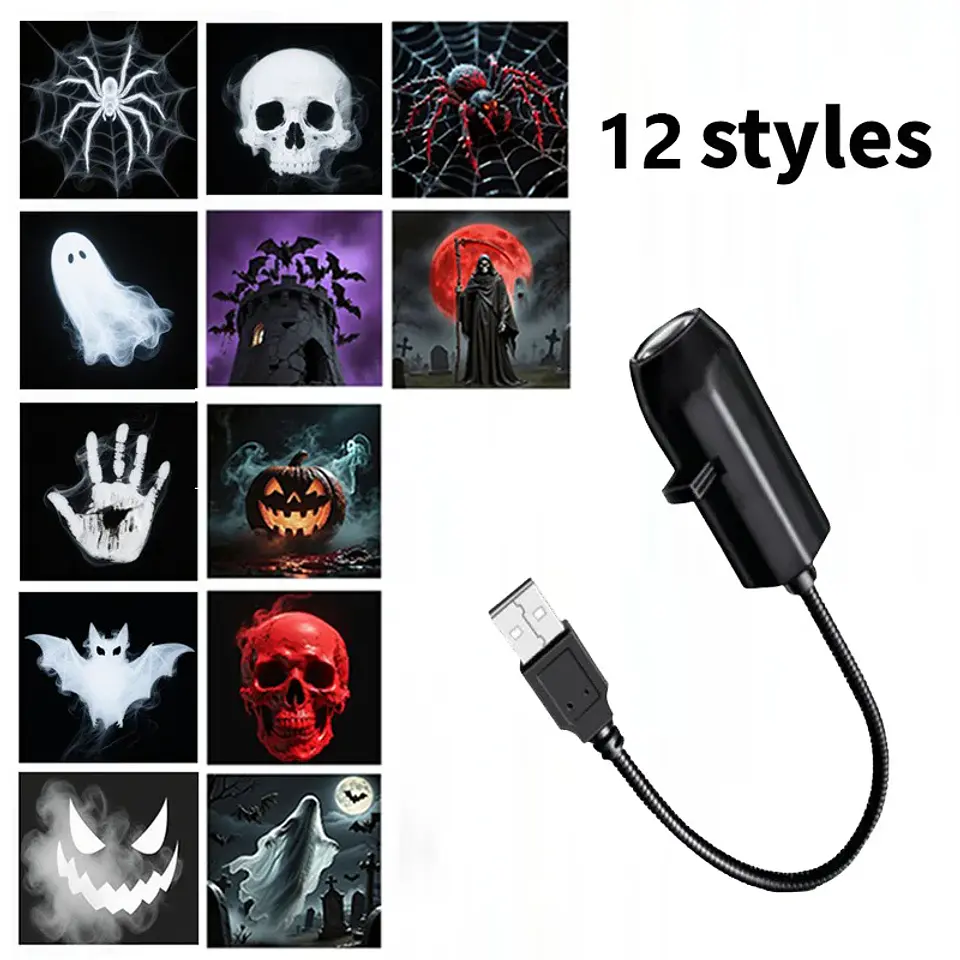 Proyector LED Halloween USB con Diseños para Pared y Techo 8