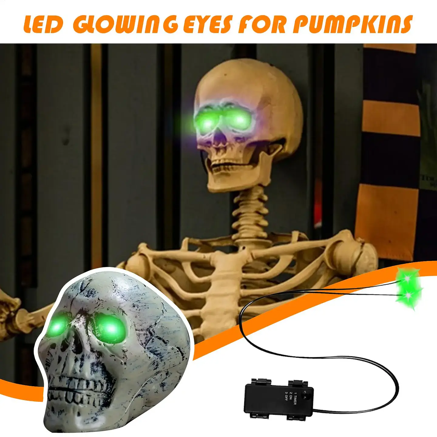 Ojos LED Luminosos con Temporizador para Decoración Halloween 2