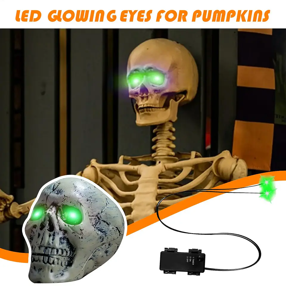Ojos LED Luminosos con Temporizador para Decoración Halloween 2