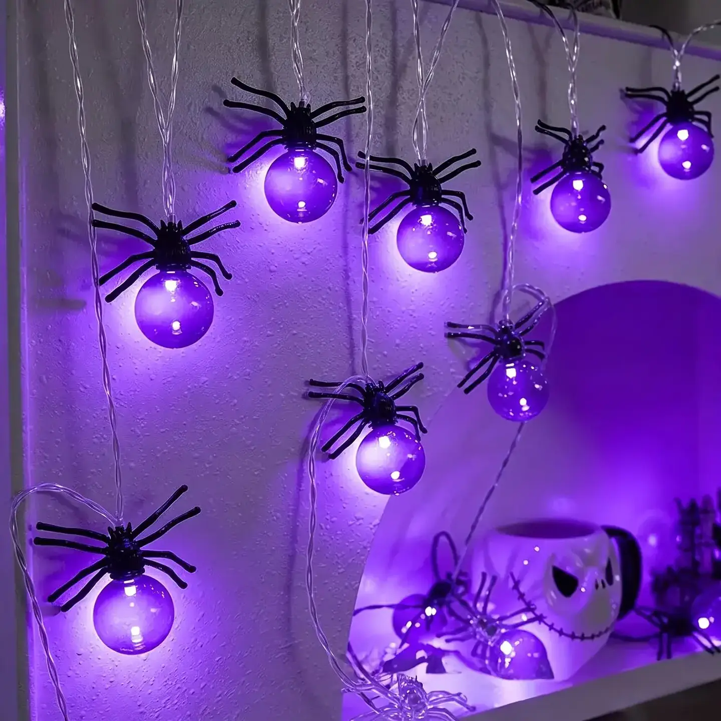 Guirnalda Halloween 10 Arañas LED – 1,5 m a Pilas 1
