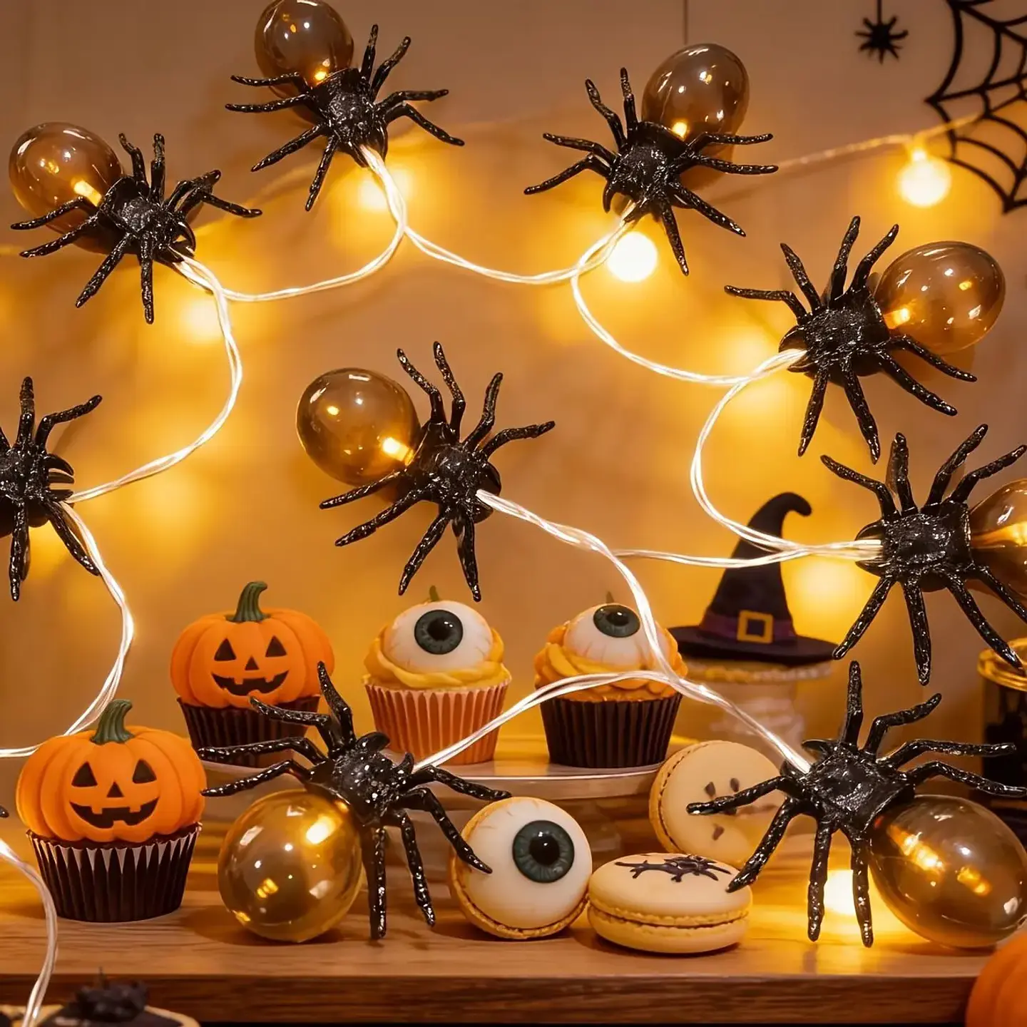 Guirnalda Halloween 10 Arañas LED – 1,5 m a Pilas 7