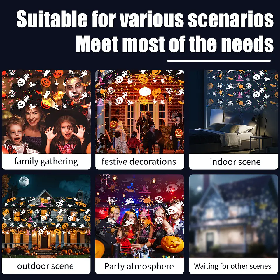 Proyector LED Halloween USB 5V con Diseños Giratorios 5