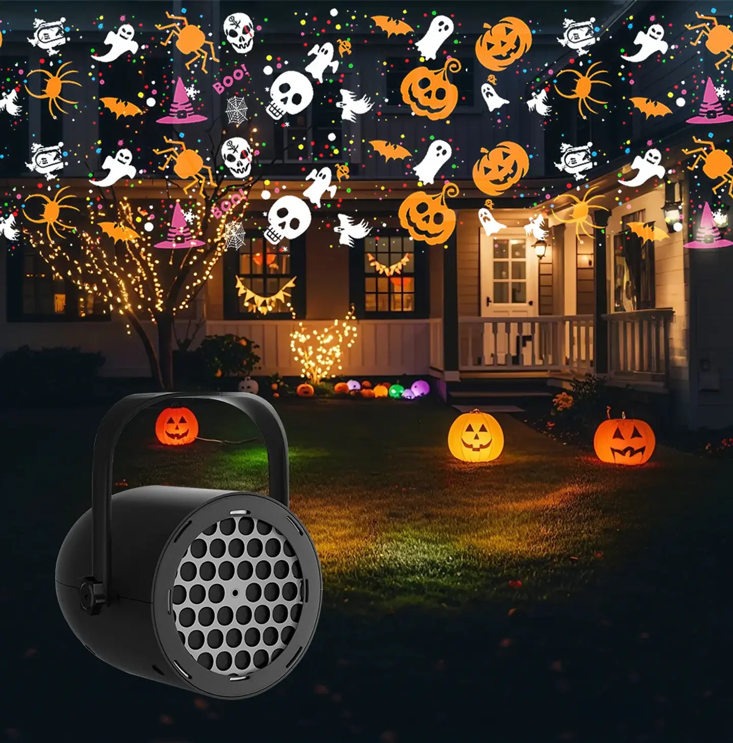 Proyector LED Halloween USB 5V con Diseños Giratorios 11
