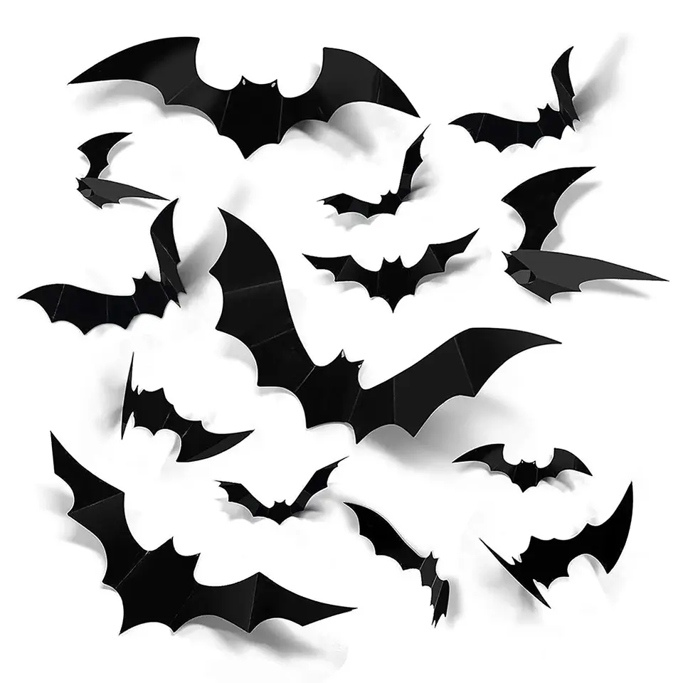 Murciélagos 3D Adhesivos para Halloween – Packs de 12 a 120 Piezas 5