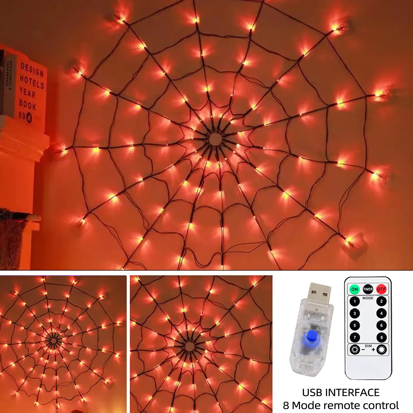 Telaraña LED Halloween con Araña – 70 Luces 5