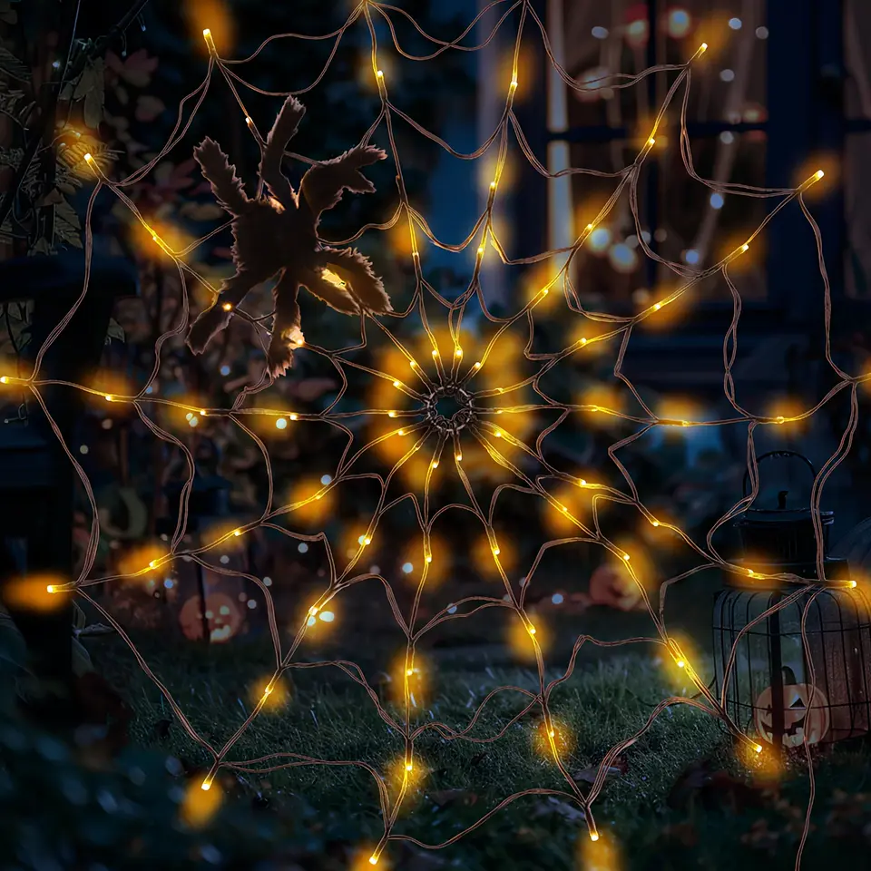 Telaraña LED Halloween con Araña – 70 Luces 6