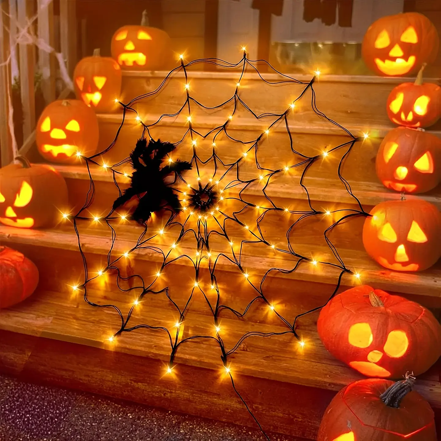 Telaraña LED Halloween con Araña – 70 Luces 9