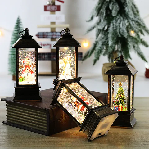 Lámpara Navideña LED con Santa Claus y Muñeco de Nieve – Decoración Iluminada para el Hogar