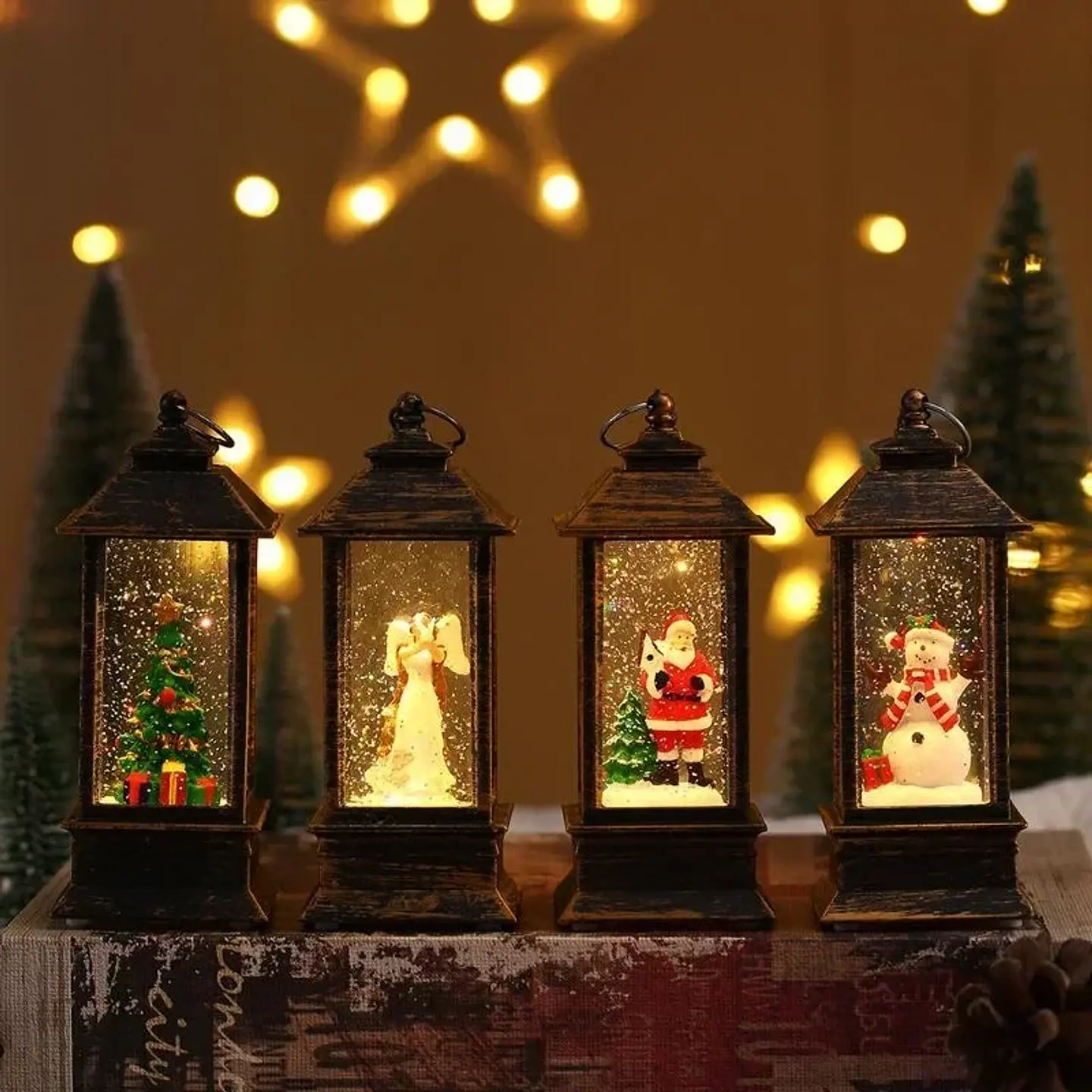 Lámpara Navideña LED con Santa Claus y Muñeco de Nieve – Decoración Iluminada para el Hogar 2