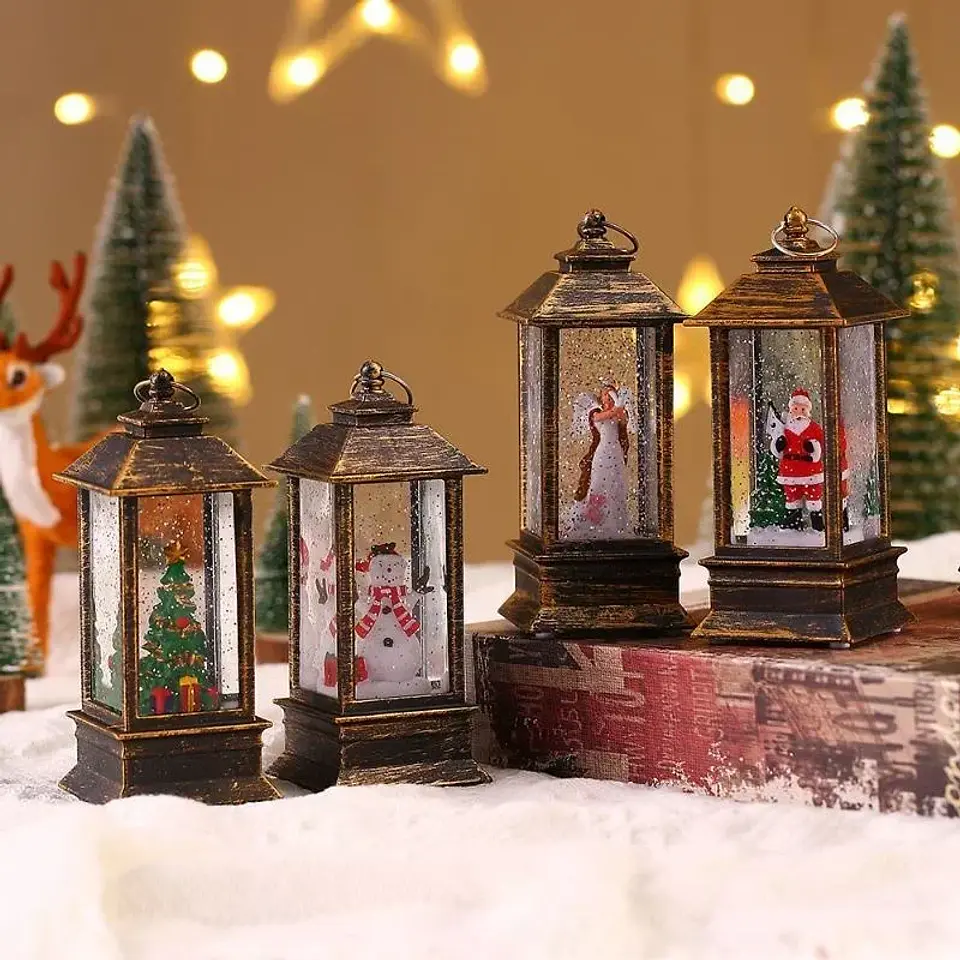 Lámpara Navideña LED con Santa Claus y Muñeco de Nieve – Decoración Iluminada para el Hogar 3