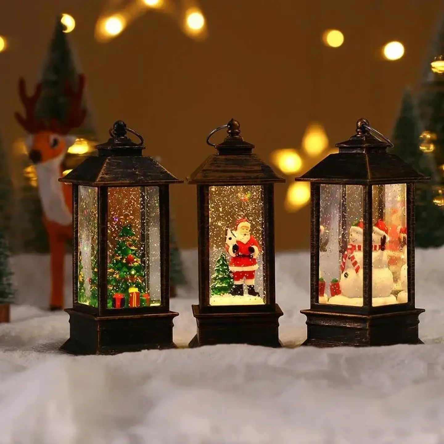 Lámpara Navideña LED con Santa Claus y Muñeco de Nieve – Decoración Iluminada para el Hogar 4