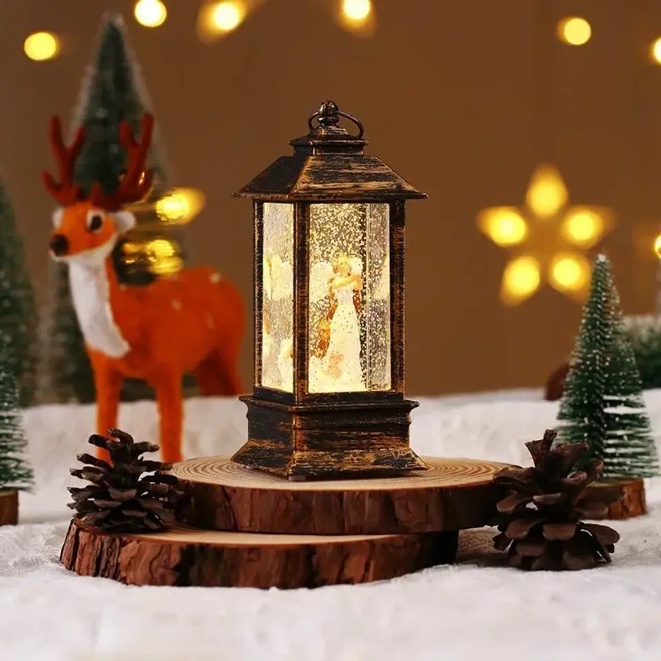 Lámpara Navideña LED con Santa Claus y Muñeco de Nieve – Decoración Iluminada para el Hogar 7