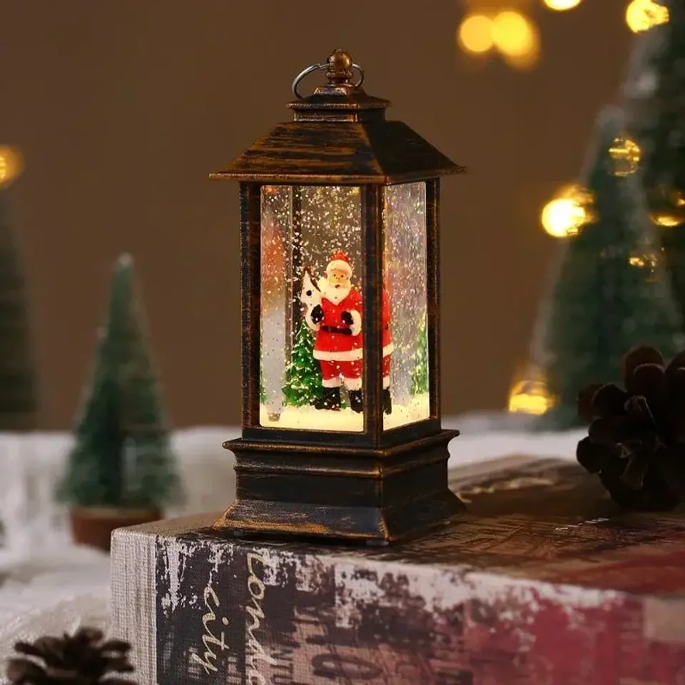 Lámpara Navideña LED con Santa Claus y Muñeco de Nieve – Decoración Iluminada para el Hogar 9