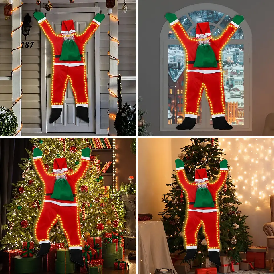 Santa Claus Colgante Escalador con Luces Solares – Decoración Navideña para Ventana, Balcón o Techo 2