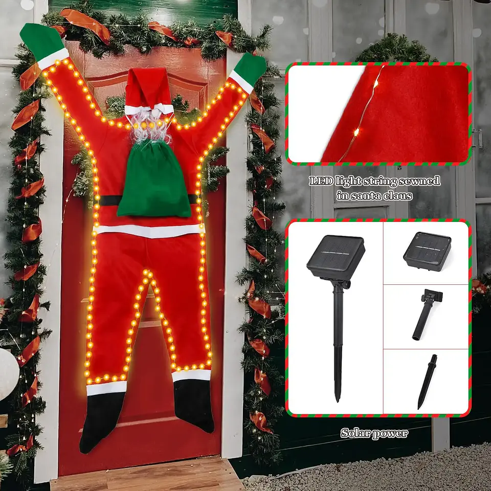 Santa Claus Colgante Escalador con Luces Solares – Decoración Navideña para Ventana, Balcón o Techo 5