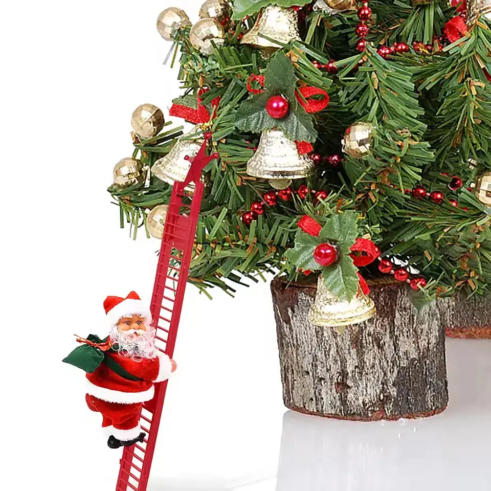 Santa Claus Eléctrico Escalando Escalera con Música y Luz LED – Decoración Navideña para Árbol y Hogar 5