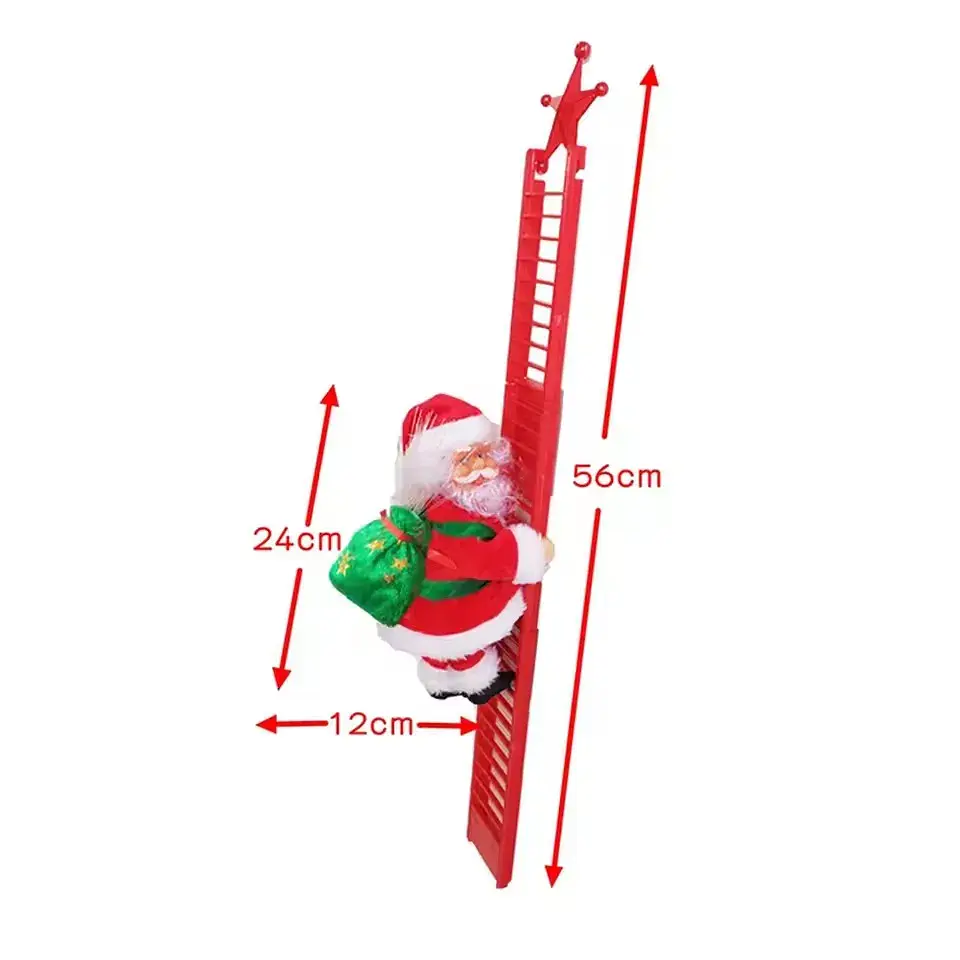 Santa Claus Eléctrico Escalando Escalera con Música y Luz LED – Decoración Navideña para Árbol y Hogar 6