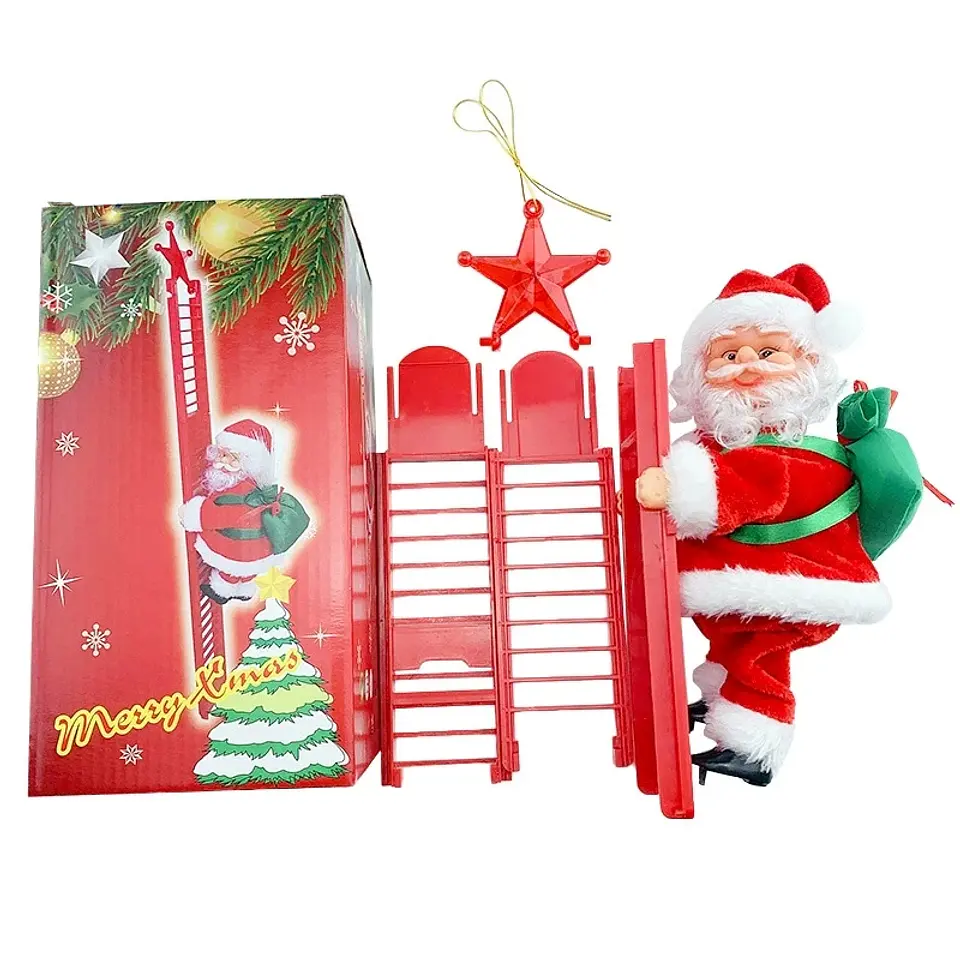 Santa Claus Eléctrico Escalando Escalera con Música y Luz LED – Decoración Navideña para Árbol y Hogar 7