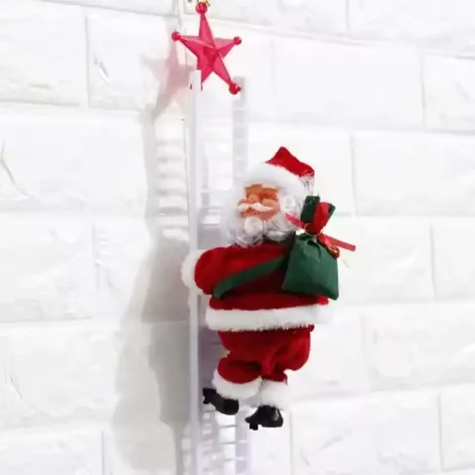 Santa Claus Eléctrico Escalando Escalera con Música y Luz LED – Decoración Navideña para Árbol y Hogar 8