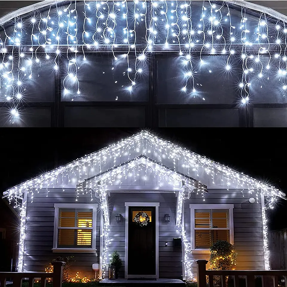 Luces Solares LED Tipo Carámbano para Exterior – 8 Modos de Iluminación Navideña 2