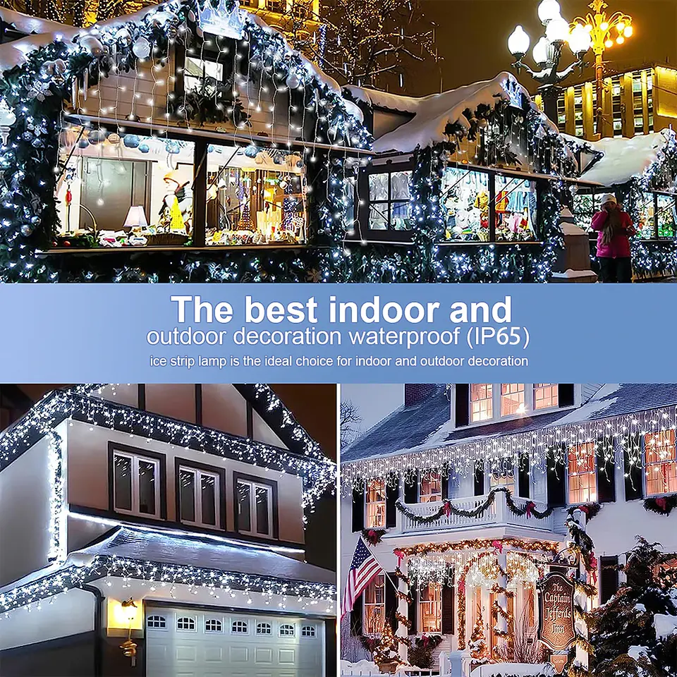 Luces Solares LED Tipo Carámbano para Exterior – 8 Modos de Iluminación Navideña 6