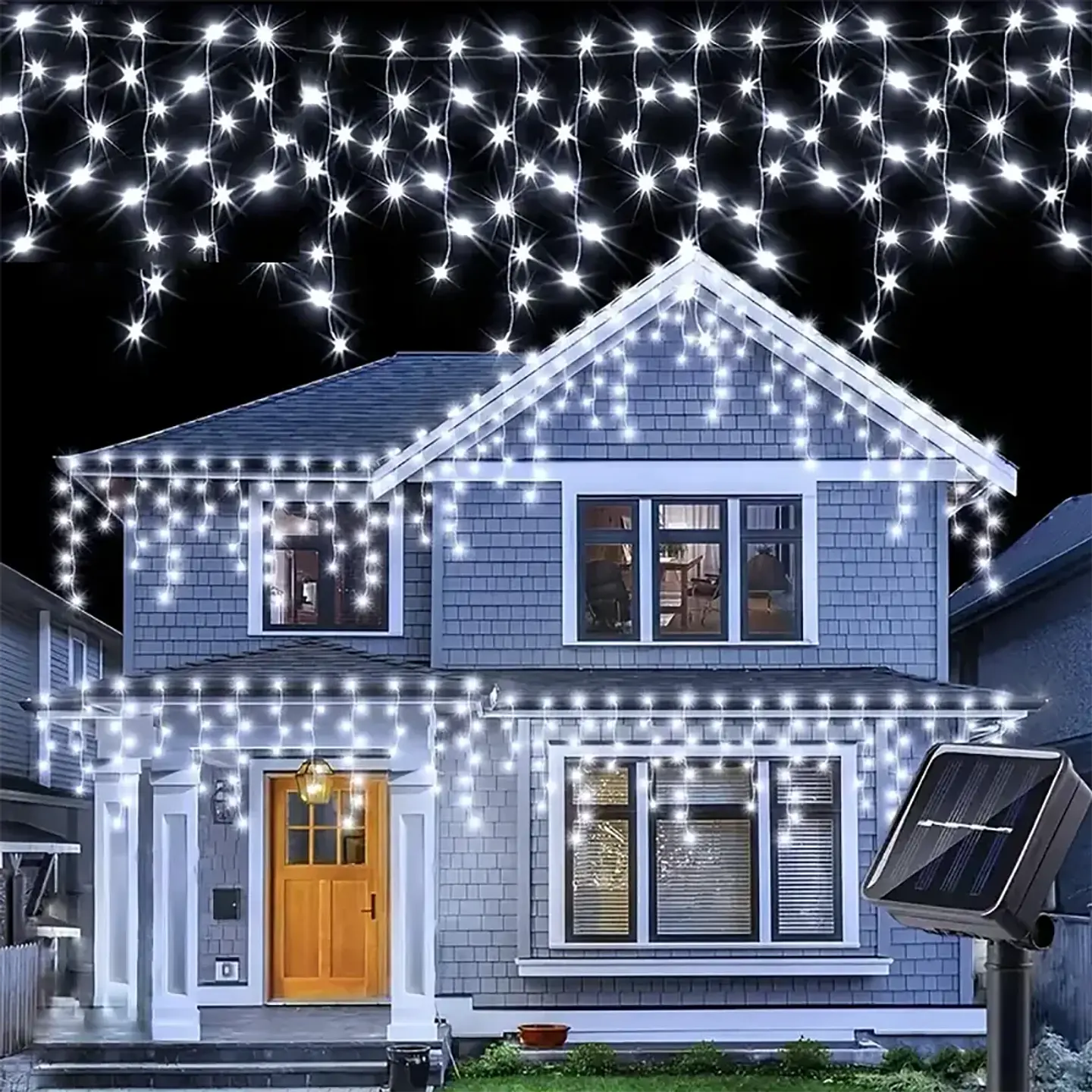 Luces Solares LED Tipo Carámbano para Exterior – 8 Modos de Iluminación Navideña 8