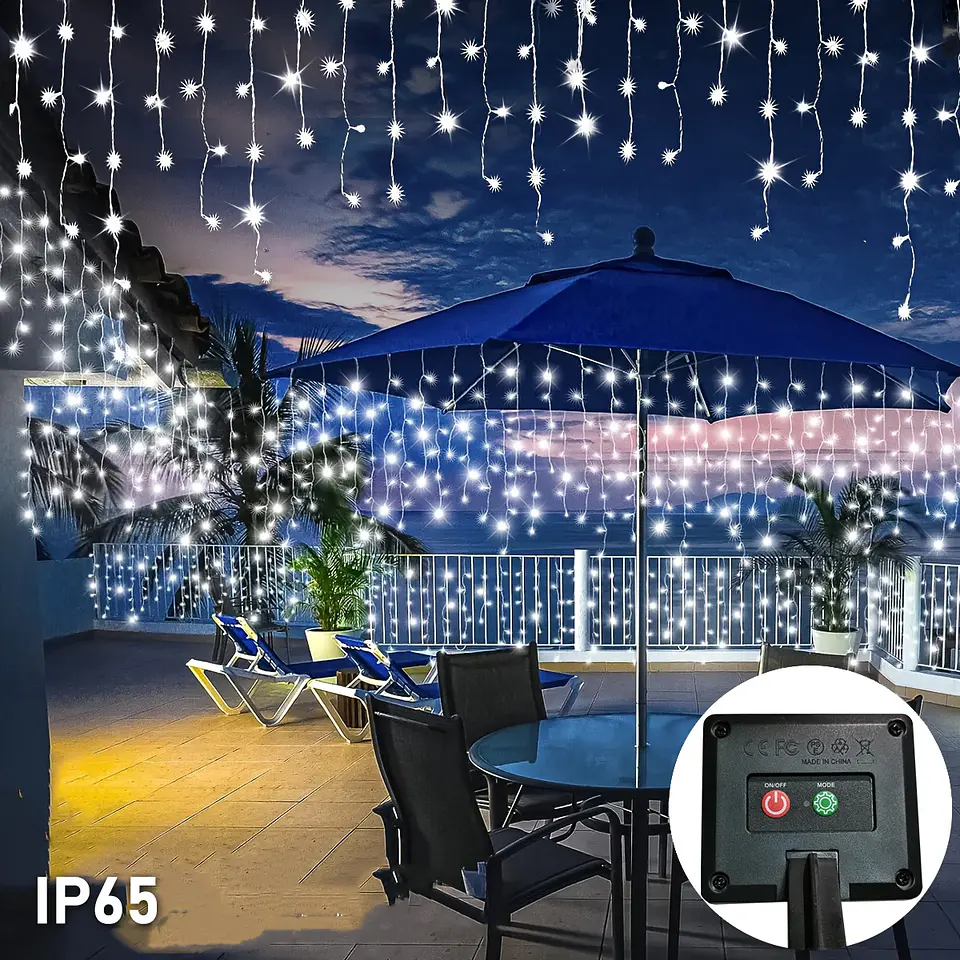 Luces Solares LED Tipo Carámbano para Exterior – 8 Modos de Iluminación Navideña 10