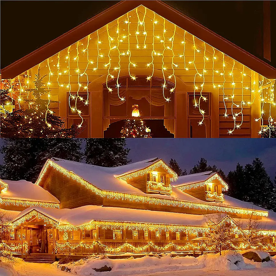 Luces Solares LED Tipo Carámbano para Exterior – 8 Modos de Iluminación Navideña 13