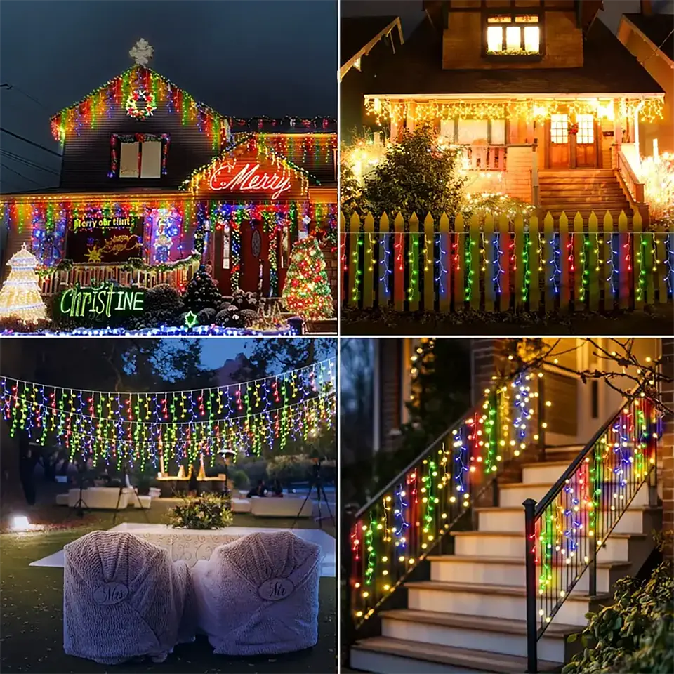 Luces Solares LED Tipo Carámbano para Exterior – 96/162 LED con 8 Modos 5