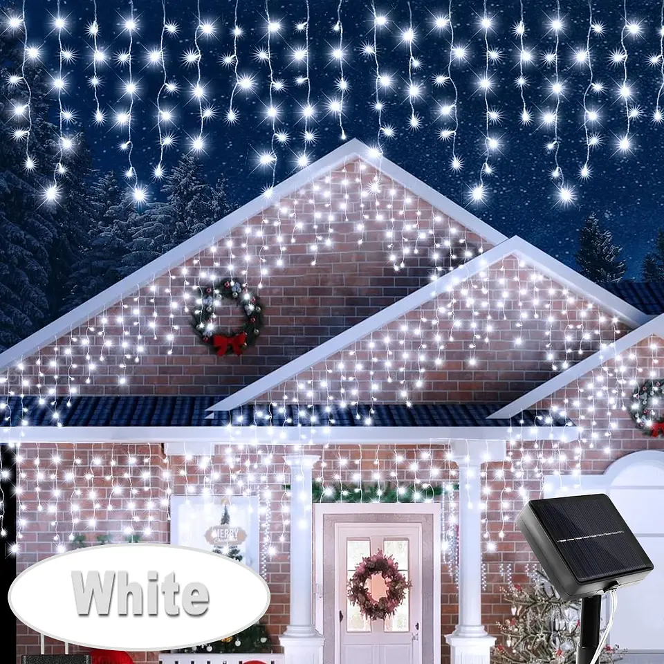 Luces Solares LED Tipo Carámbano para Exterior – 96/162 LED con 8 Modos 8