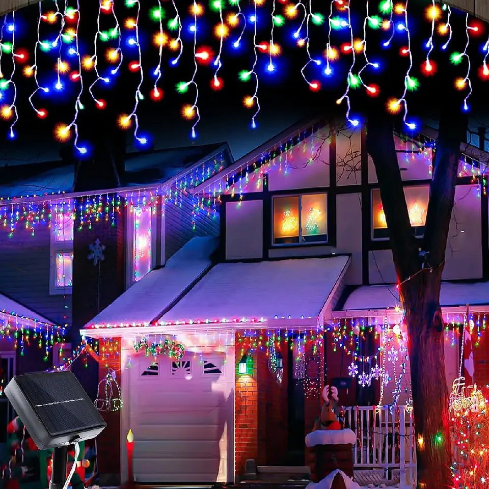 Luces Solares LED Tipo Carámbano para Exterior – 96/162 LED con 8 Modos 10