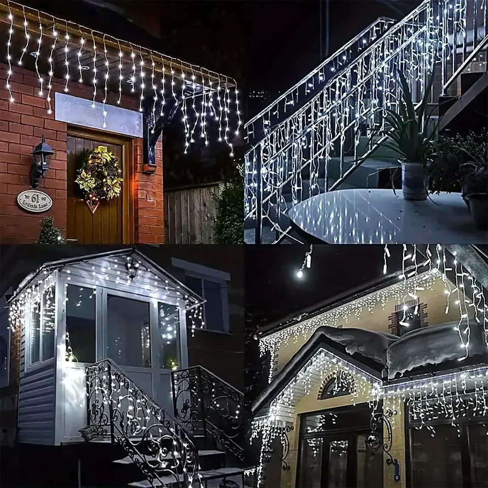 Luces Solares LED Tipo Carámbano para Exterior – 96/162 LED con 8 Modos 13