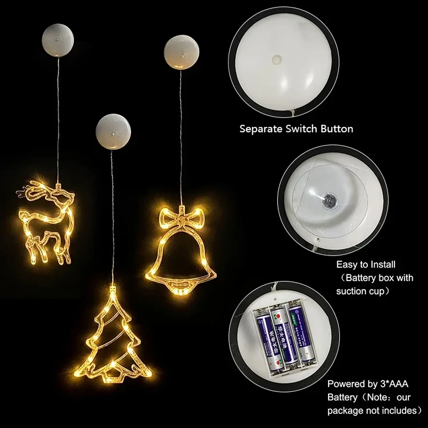 Adorno Navideño Colgante con Luz LED a Pilas – 10 Diseños para Ventanas y Hogar 6