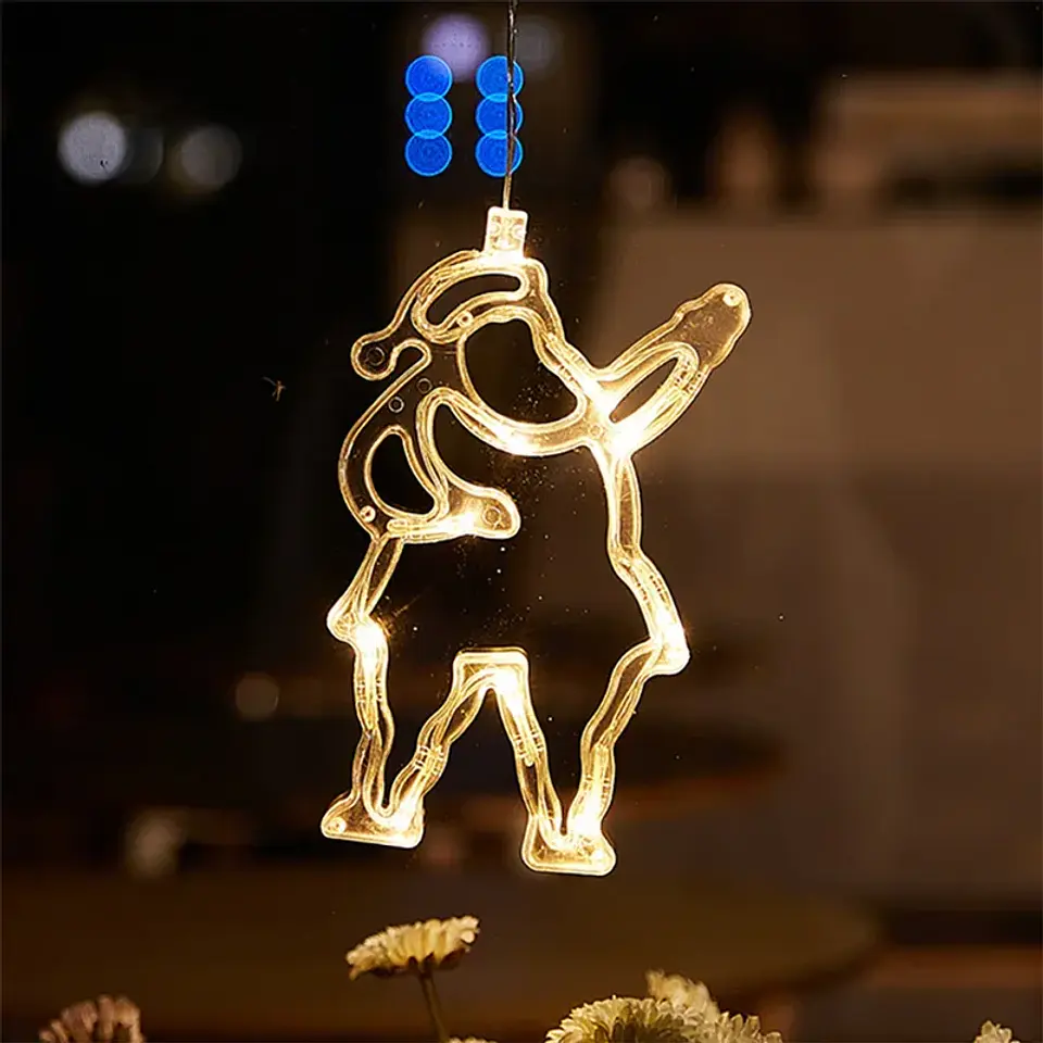 Adorno Navideño Colgante con Luz LED a Pilas – 10 Diseños para Ventanas y Hogar 11