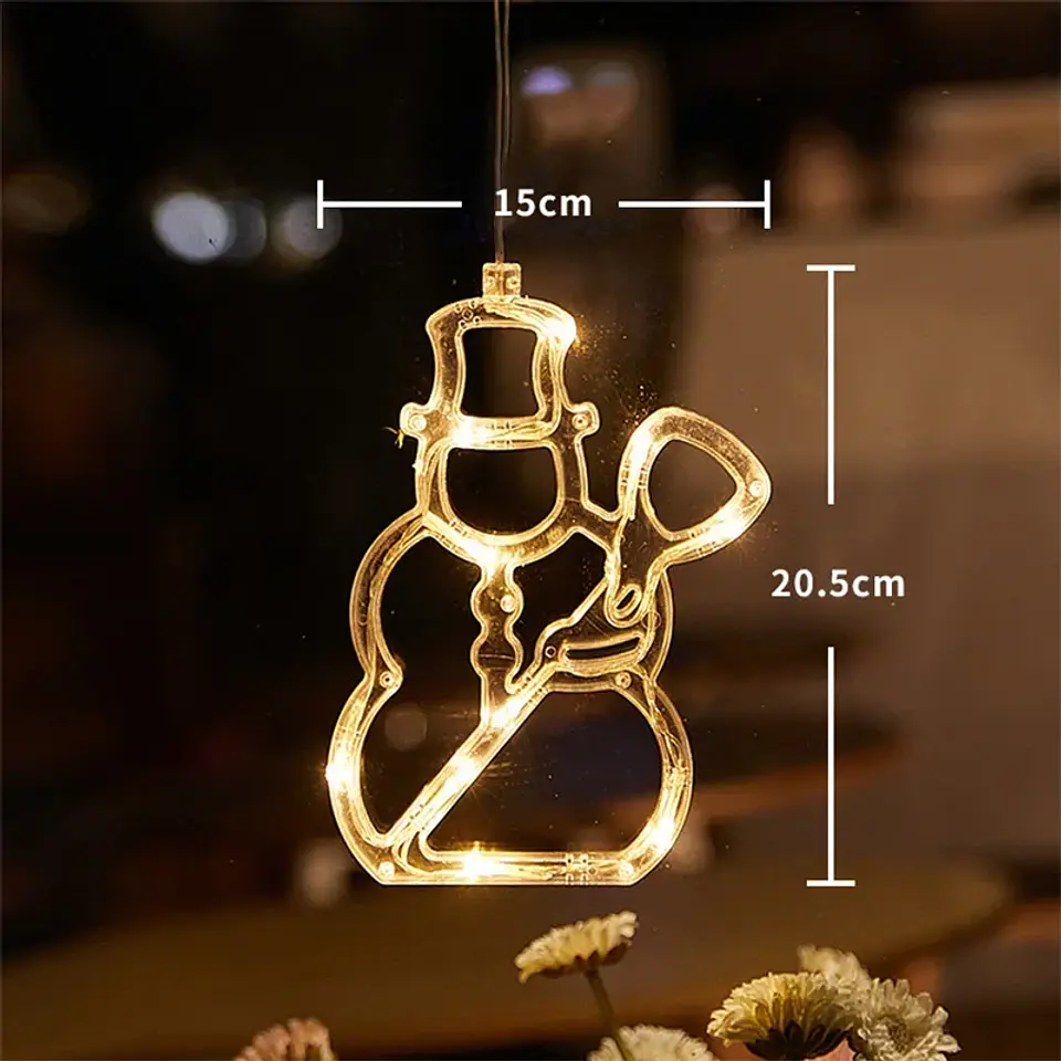 Adorno Navideño Colgante con Luz LED a Pilas – 10 Diseños para Ventanas y Hogar 12