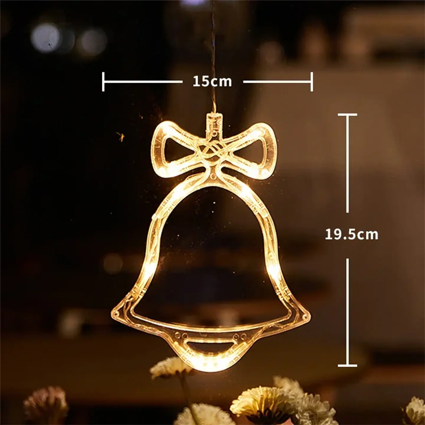 Adorno Navideño Colgante con Luz LED a Pilas – 10 Diseños para Ventanas y Hogar 15