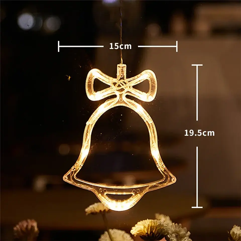 Adorno Navideño Colgante con Luz LED a Pilas – 10 Diseños para Ventanas y Hogar 15