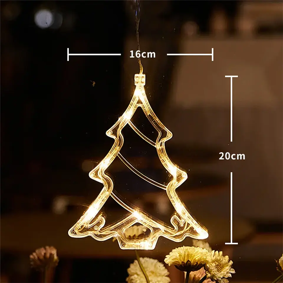 Adorno Navideño Colgante con Luz LED a Pilas – 10 Diseños para Ventanas y Hogar 16